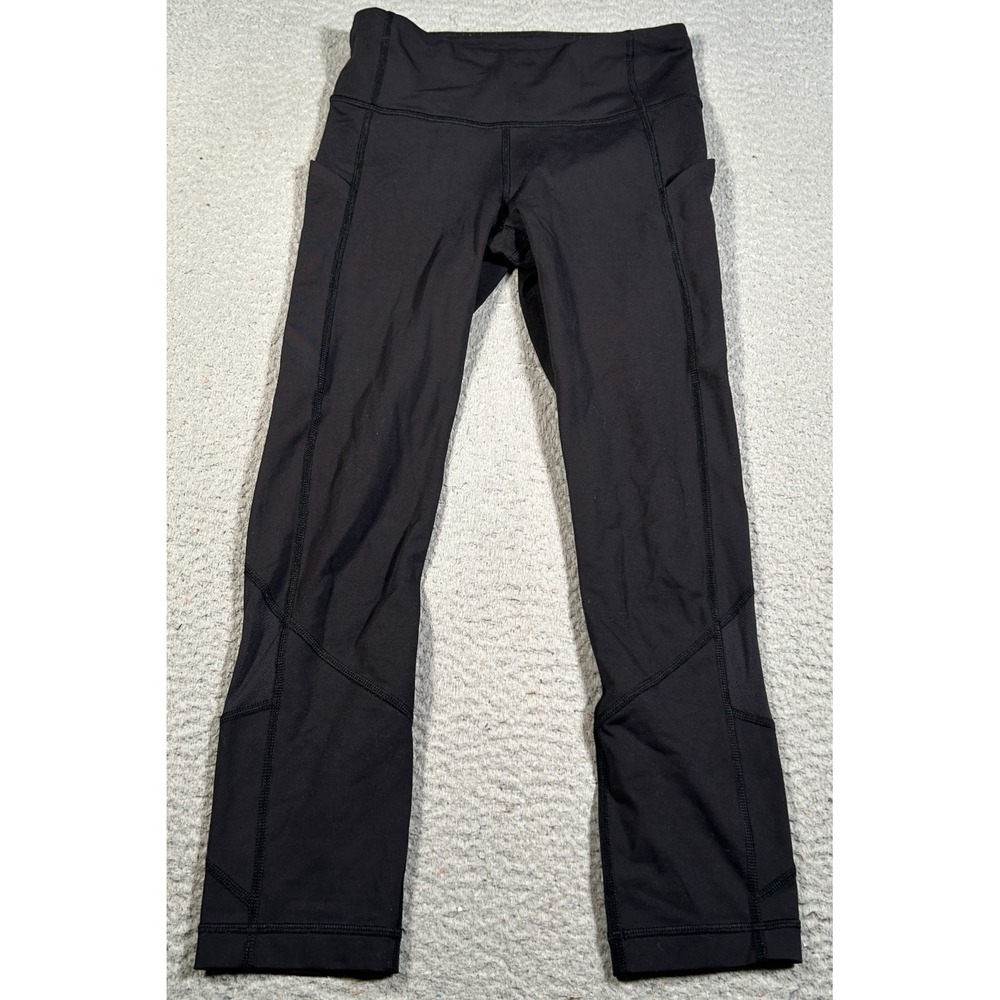 Lululemon Pace Cropped Pant Jogger Women 2 (22x21) Black Mid Rise Athleisure